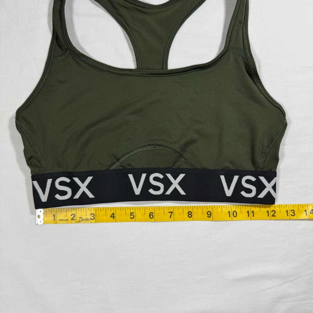 Victoria's Secret VSX Sport Racerback Sports Bra Olive Green Logo Band Medium - Picture 4 of 8